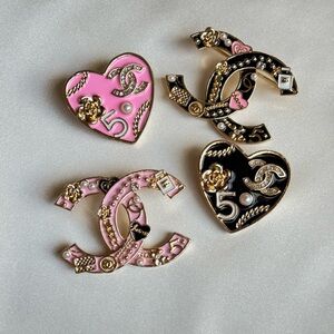 Chic Pink and Black Brooches